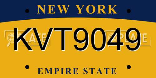 KVT9049 New York License Plate