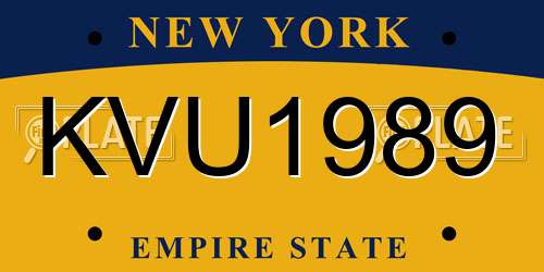 KVU1989 New York License Plate