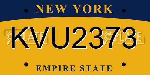 KVU2373 New York License Plate