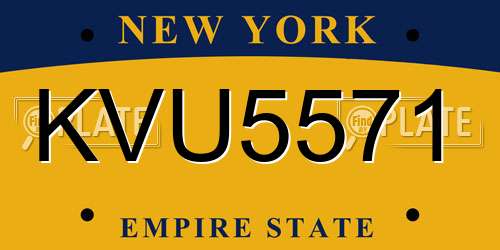 KVU5571 New York License Plate
