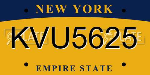 KVU5625 New York License Plate