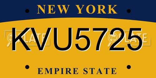 KVU5725 New York License Plate