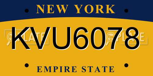 KVU6078 New York License Plate