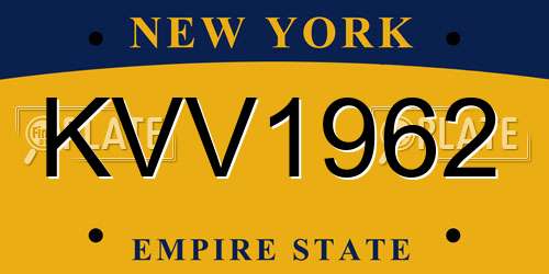 KVV1962 New York License Plate