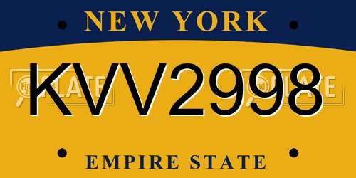 KVV2998 New York License Plate