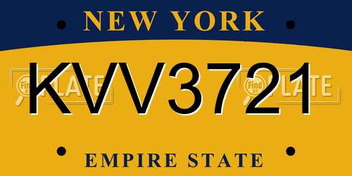 KVV3721 New York License Plate