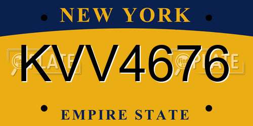 KVV4676 New York License Plate