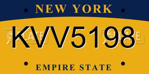 KVV5198 New York License Plate