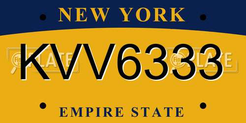 KVV6333 New York License Plate