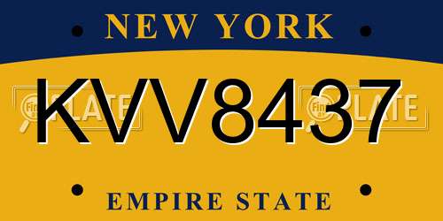 KVV8437 New York License Plate