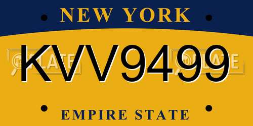 KVV9499 New York License Plate