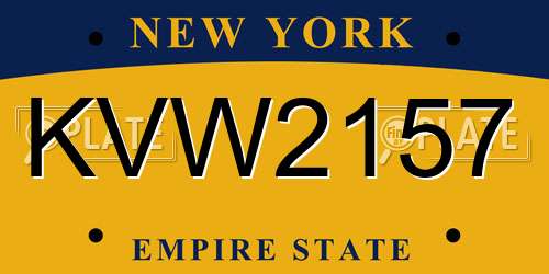 KVW2157 New York License Plate