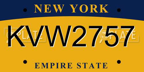 KVW2757 New York License Plate