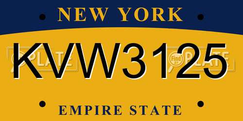 KVW3125 New York License Plate