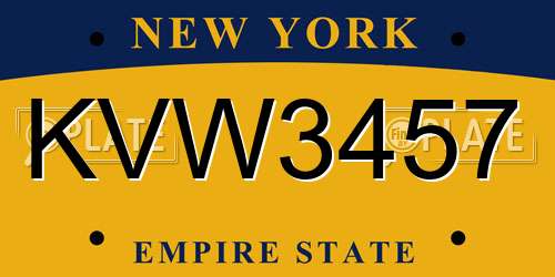 KVW3457 New York License Plate