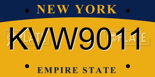KVW9011 New York License Plate