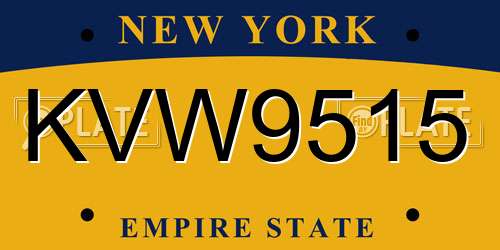 KVW9515 New York License Plate
