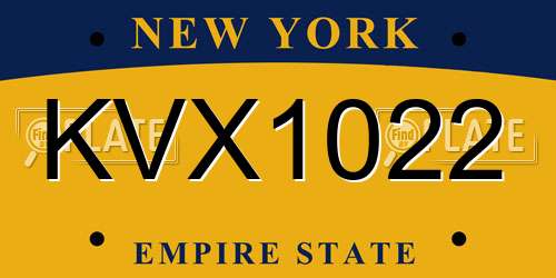 KVX1022 New York License Plate