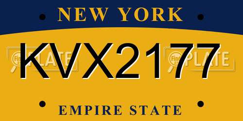 KVX2177 New York License Plate