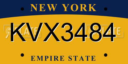KVX3484 New York License Plate