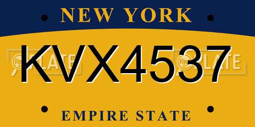 KVX4537 New York License Plate
