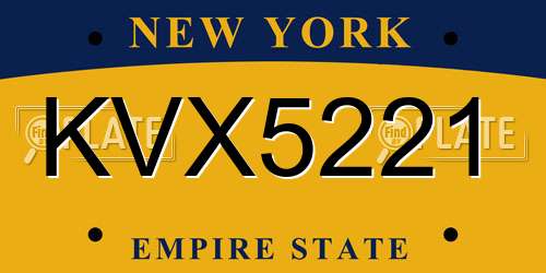 KVX5221 New York License Plate