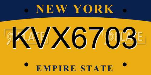 KVX6703 New York License Plate