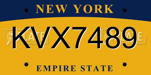 KVX7489 New York License Plate