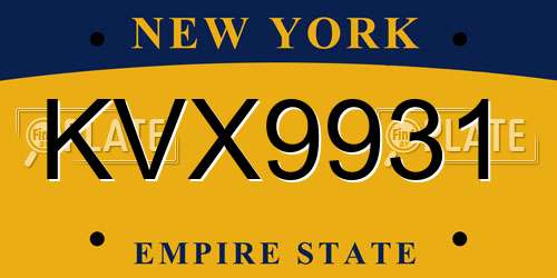 KVX9931 New York License Plate