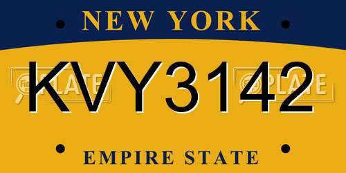 KVY3142 New York License Plate