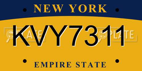 KVY7311 New York License Plate