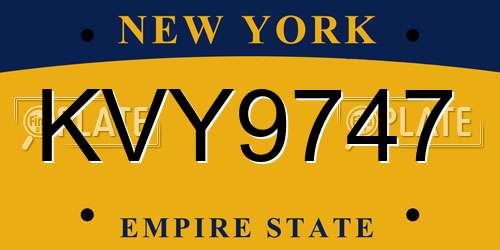 KVY9747 New York License Plate