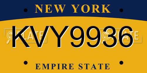 KVY9936 New York License Plate