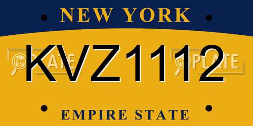 KVZ1112 New York License Plate