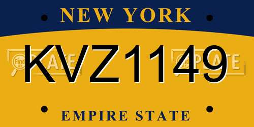 KVZ1149 New York License Plate