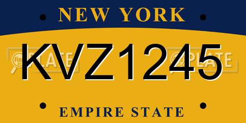 KVZ1245 New York License Plate