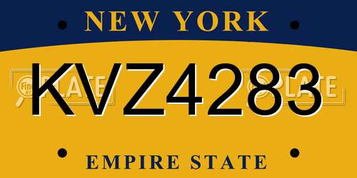 KVZ4283 New York License Plate