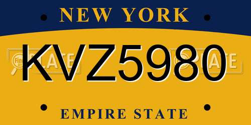 KVZ5980 New York License Plate