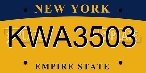 KWA3503 New York License Plate