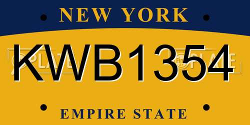 KWB1354 New York License Plate