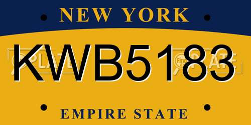 KWB5183 New York License Plate