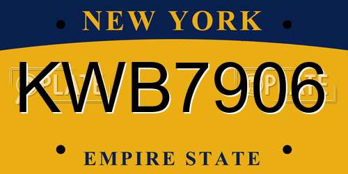 KWB7906 New York License Plate