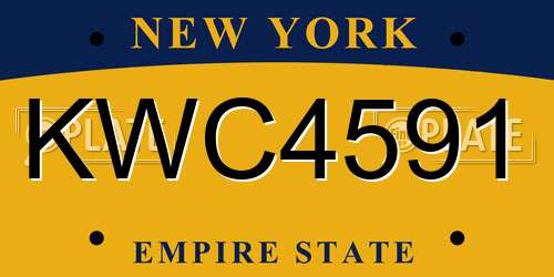 KWC4591 New York License Plate