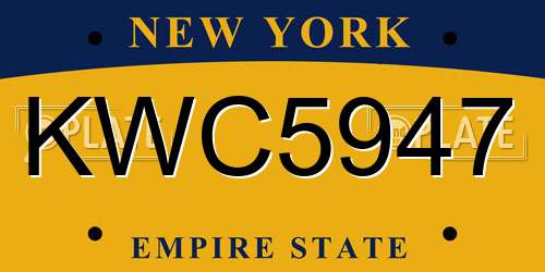 KWC5947 New York License Plate
