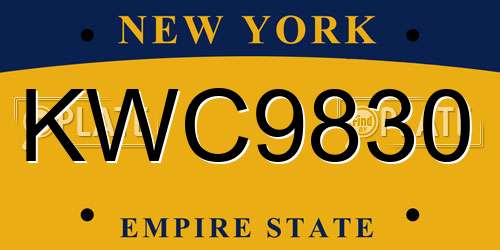 KWC9830 New York License Plate