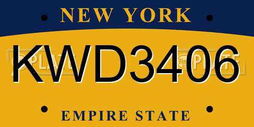 KWD3406 New York License Plate