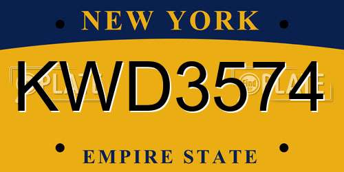 KWD3574 New York License Plate