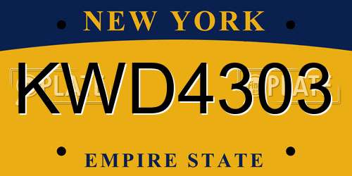 KWD4303 New York License Plate