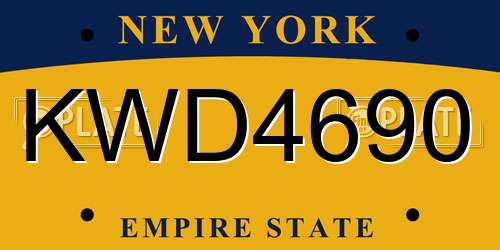 KWD4690 New York License Plate