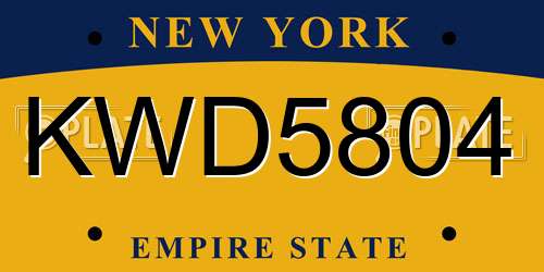 KWD5804 New York License Plate